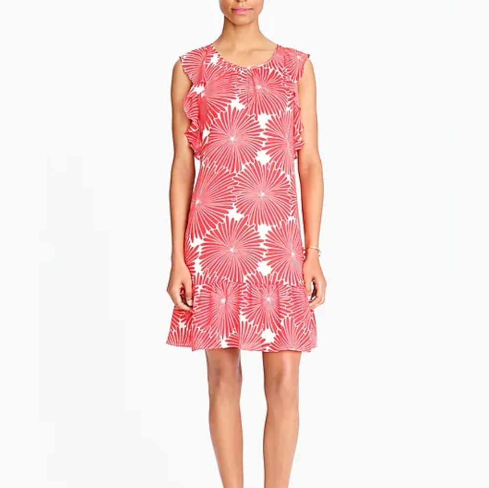 J. CREW Flutter Sleeve Starburst Coral Dress Small NWT